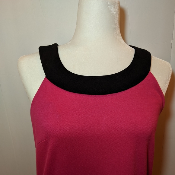 Ann Taylor Loft Women''s Dress- Size 2 Pink with Black Trim Sleeveless - Picture 2 of 7